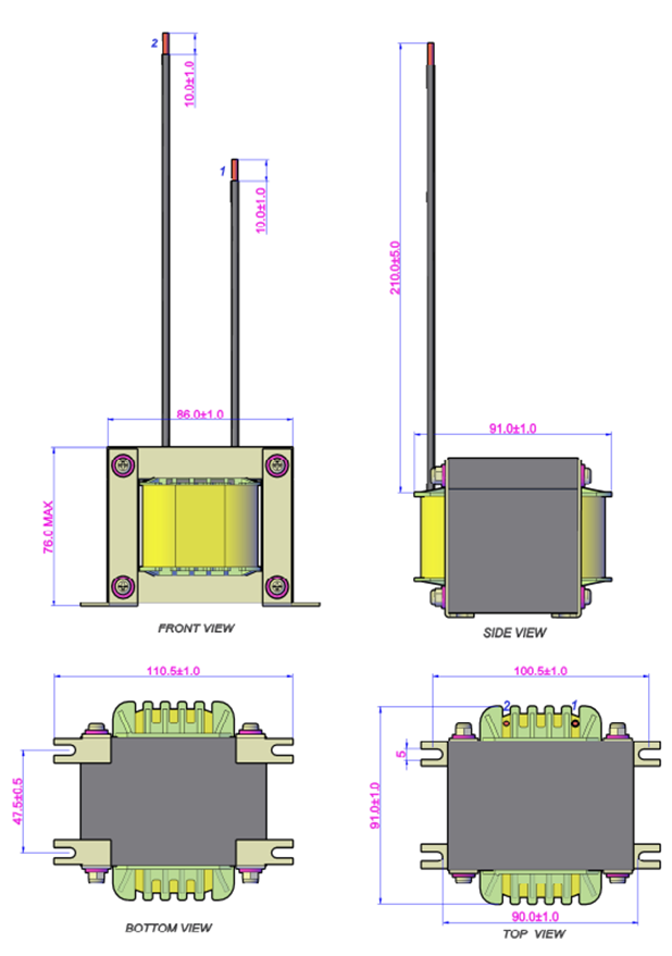PFC -Induktor EI85 50 Hz/60 Hz für 10 kW Batterieladegerät 